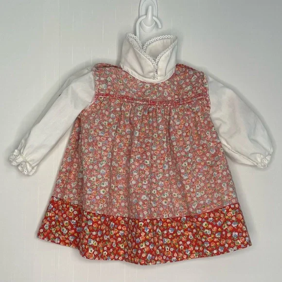 Vintage Baby Girl Prairie Cottage Core Dress Floral Lace 70s-80s ✔️Size - Picture 9 of 15